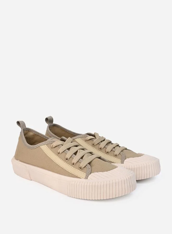 Styli Tape Detail Canvas Lace Up Sneakers