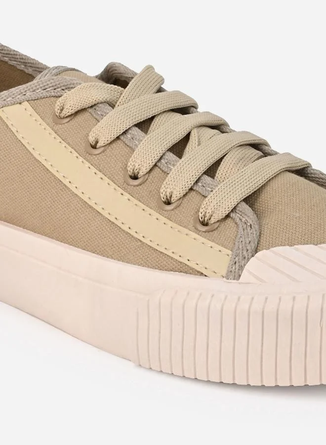 Styli Tape Detail Canvas Lace Up Sneakers