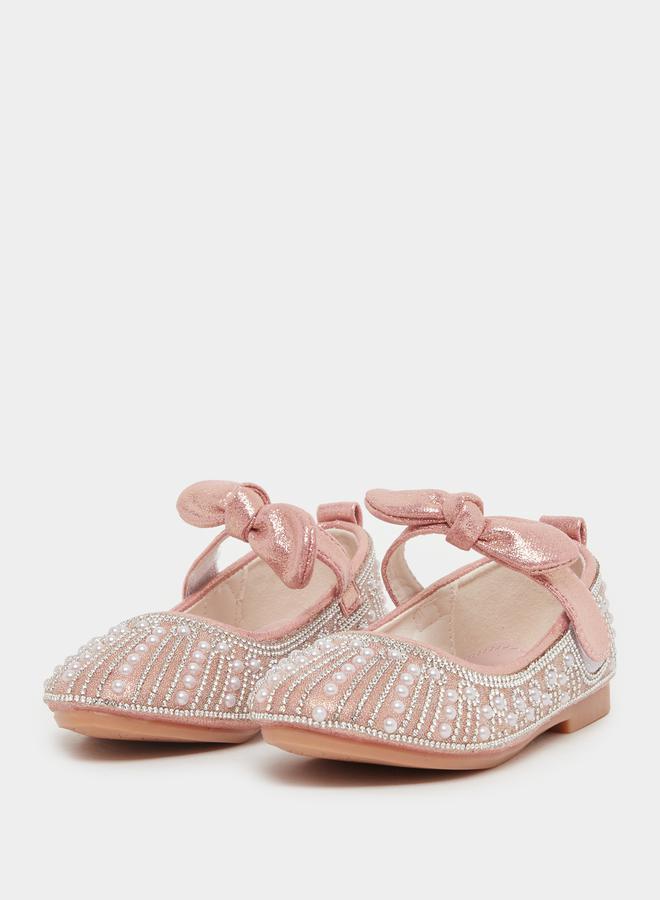 Embellished Ballerinas with Hook and Loop Closure