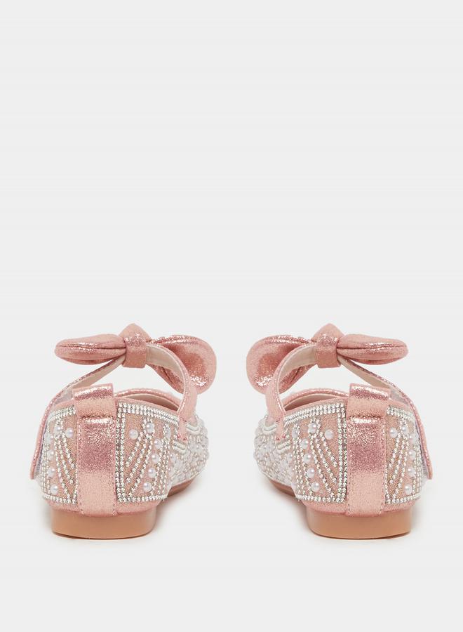 Embellished Ballerinas with Hook and Loop Closure