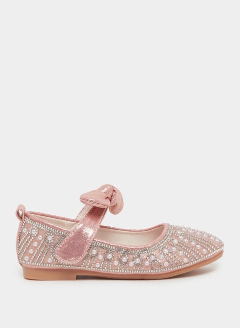 Embellished Ballerinas with Hook and Loop Closure