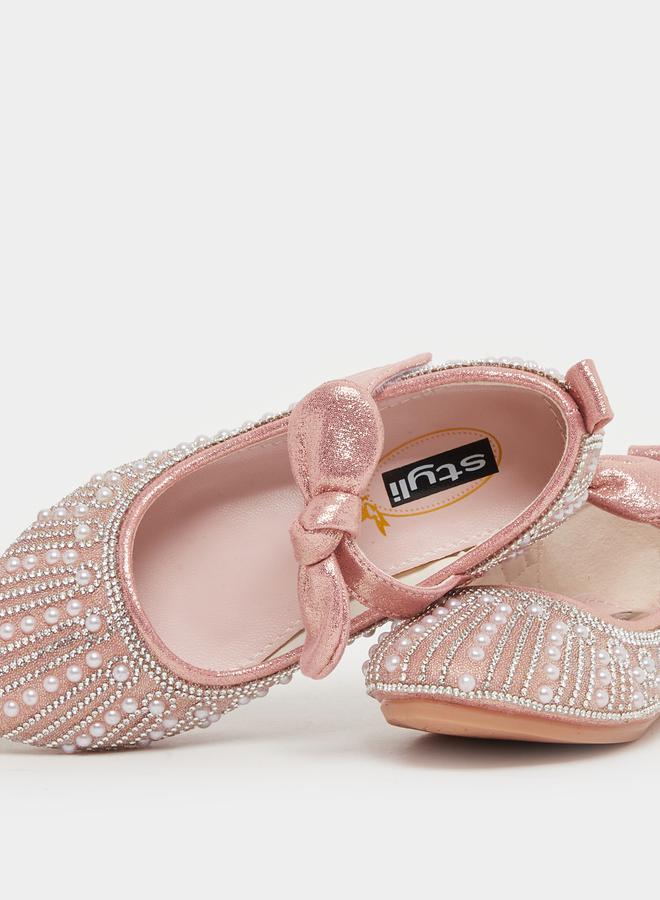 Embellished Ballerinas with Hook and Loop Closure