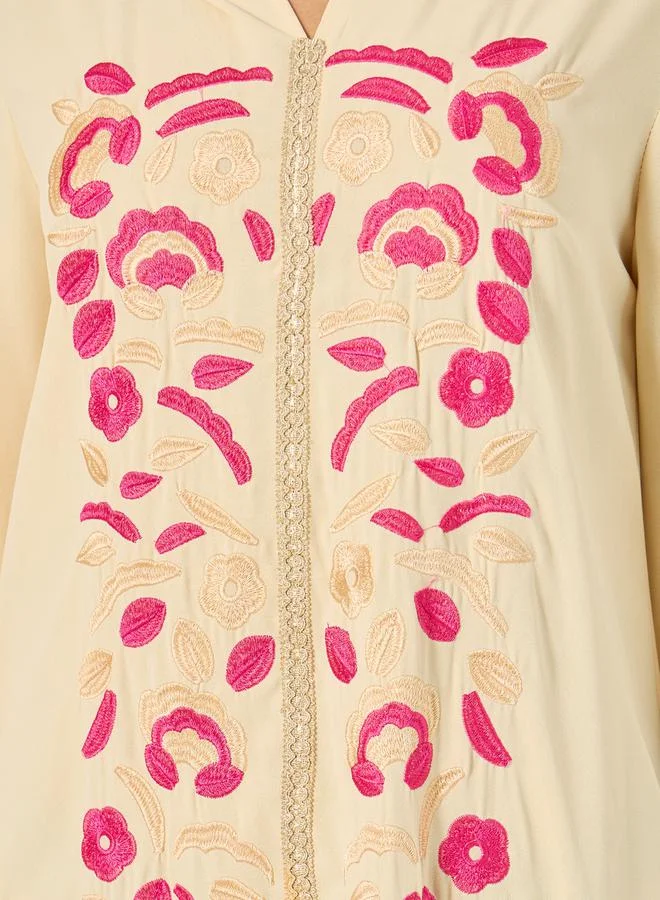 Take Two Floral Embroidered Maxi Jalabiya by Styli