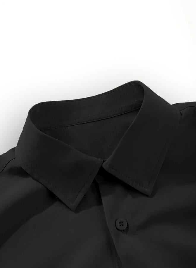 Take Two Solid Spread Collar Short Sleeve Shirt and Trousers Co-Ords - Image 3