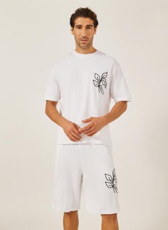 Styli Embroidered Oversized T-Shirt and Shorts Co-Ords  - Image 2