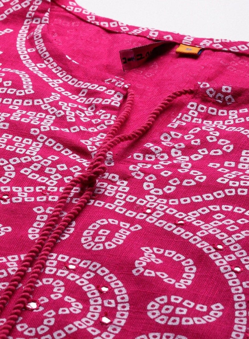 Women Pink White Bandhani Printed Kurta with Trousers - zsku/ZA737FB46FC02477384FFZ-5/45/1741086789/09dc620f-ebcd-4cca-8eef-48f027bc9913