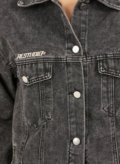 Styli Oversized Acid Wash Denim Jacket  - Image 4