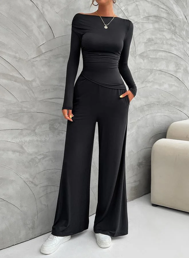 Take Two Solid Long Sleeve Top and Pants by Styli