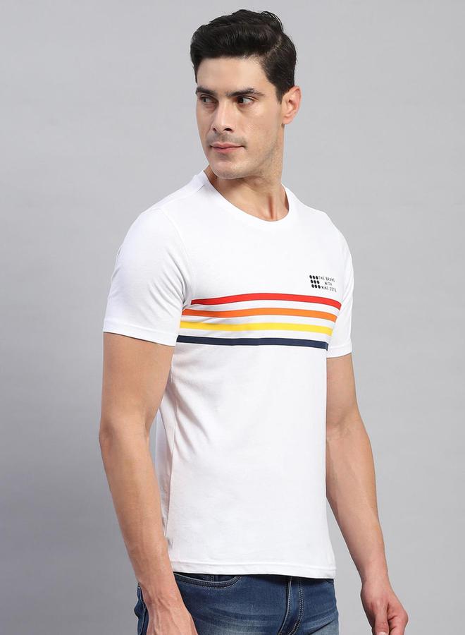 Rock.it Men White Striped Round Neck T Shirt - Image 3