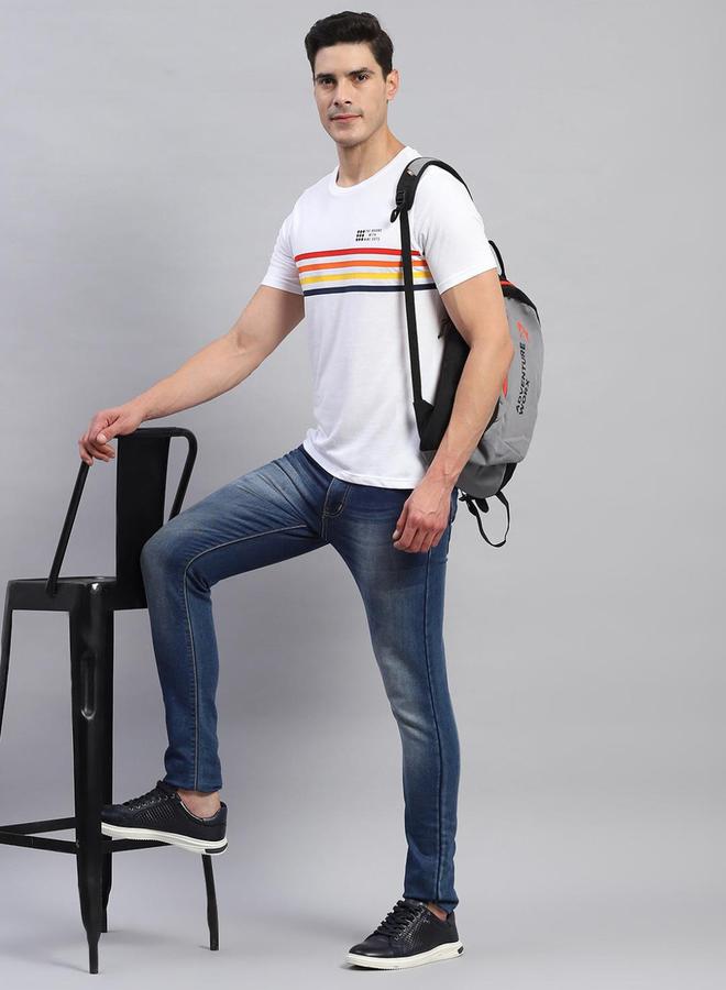 Rock.it Men White Striped Round Neck T Shirt - Image 5