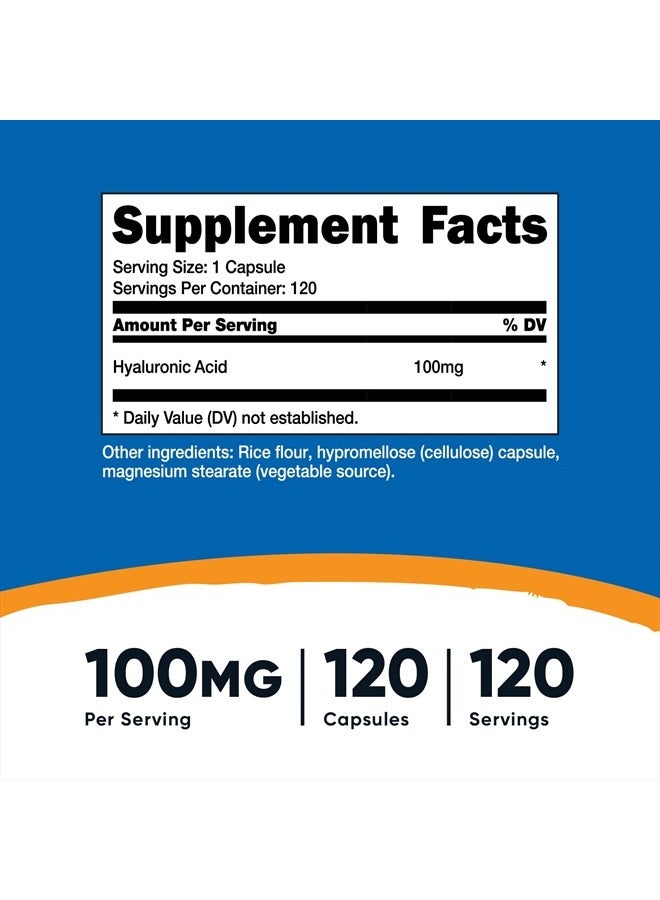 Nutricost Hyaluronic Acid, 100mg - 120 Capsules  - Image 3