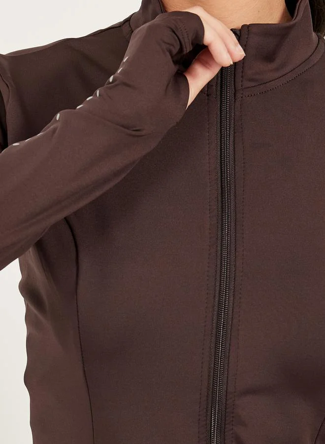 Styli Brown Solid Activewear Set