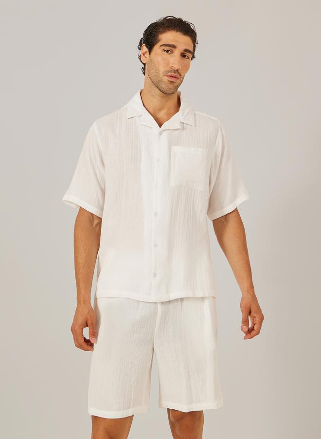 Styli Solid Short Sleeve Relaxed Fit Shirt and Shorts Co-Ords  - Image 2