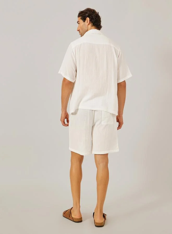 Styli Solid Short Sleeve Relaxed Fit Shirt and Shorts Co-Ords