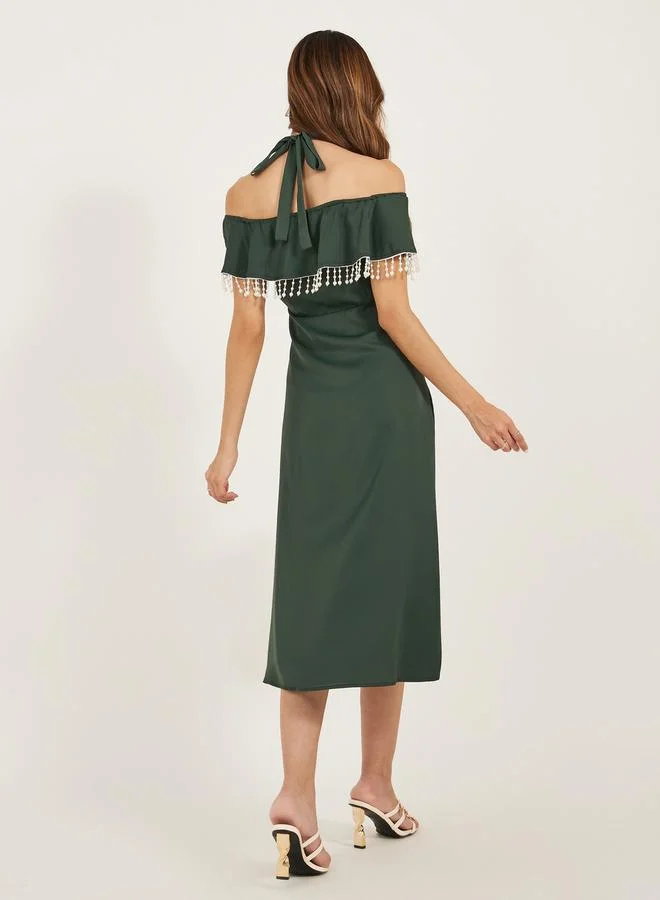 Styli Halter Off-Shoulder Dress