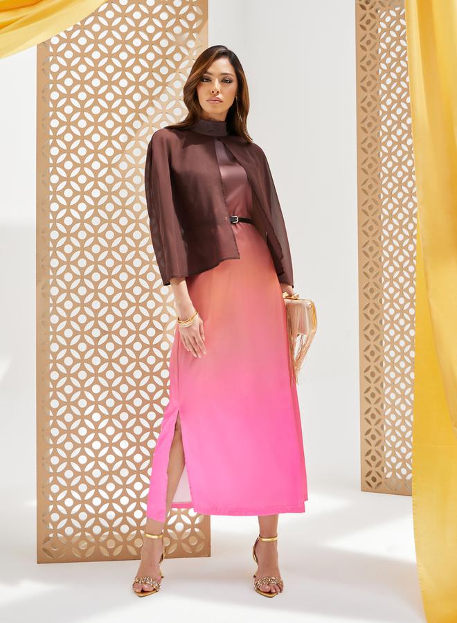 ستايلي فستان ميدي بأكمام كاب بلوك ألوان - Image 1