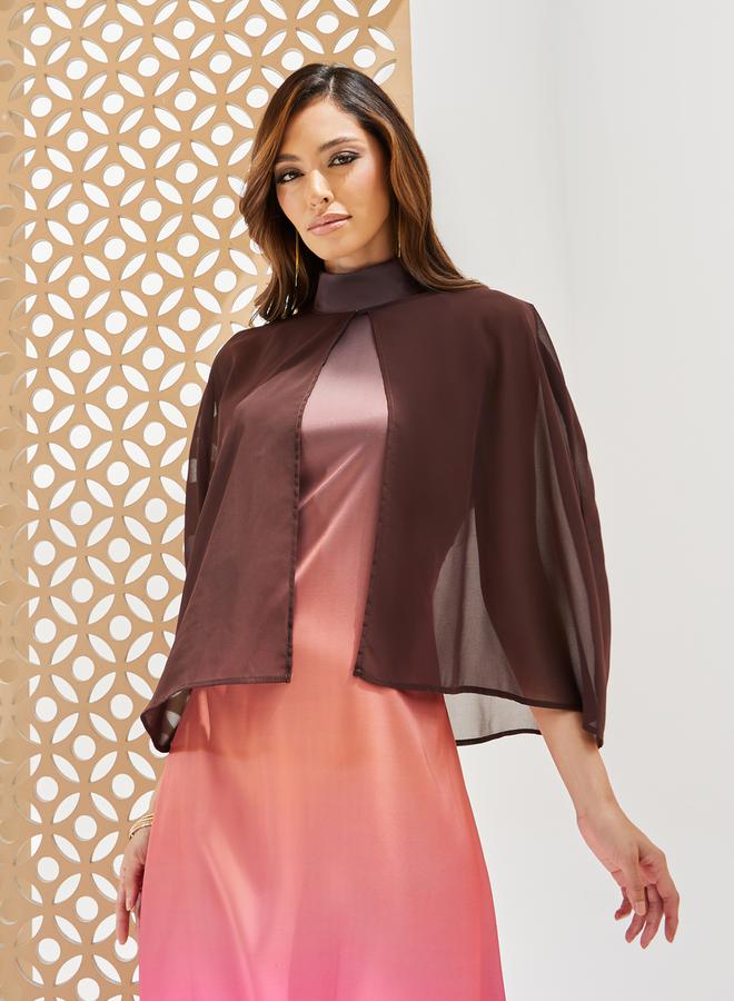 ستايلي فستان ميدي بأكمام كاب بلوك ألوان - Image 3