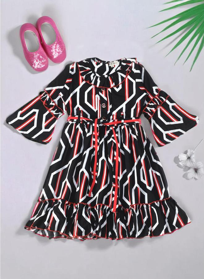 BELLA MODA - All-Over Print Tiered Dress by Styli - Image 1
