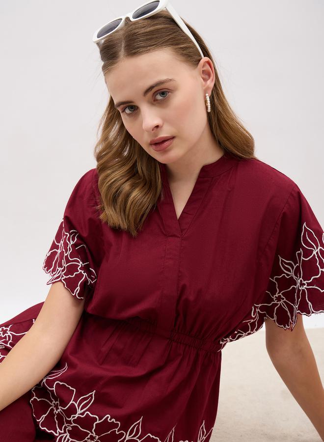 Styli Embroidered Short Sleeve Top and Straight Pants Co-Ords  - Image 4