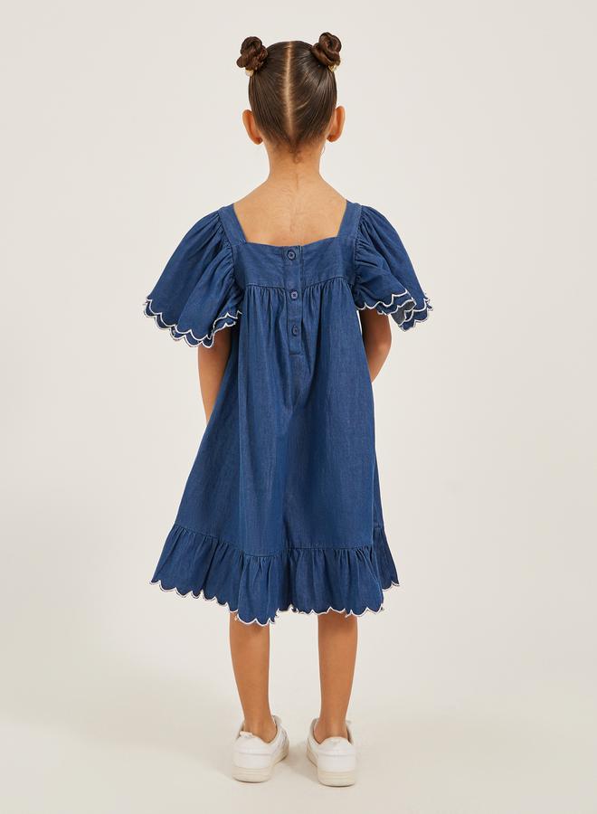 Styli Ruffled Denim Dress - Image 4