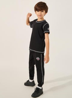 Styli Contrast Stitch Detail T-Shirt and Joggers Co-Ords  - Image 2