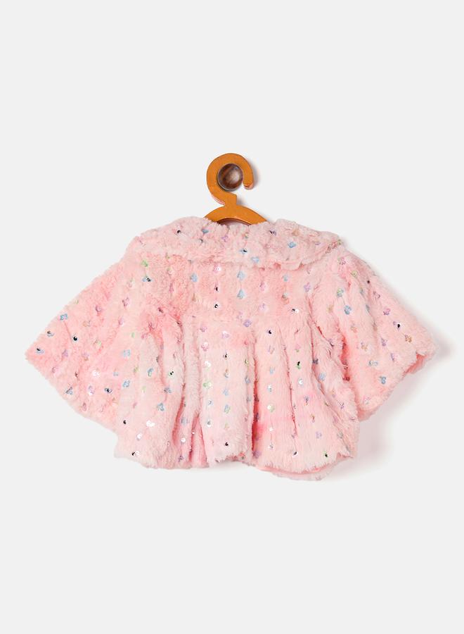 Stylo Bug Embellished Faux Fur Design Collared Shrug - Image 3