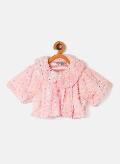 Stylo Bug Embellished Faux Fur Design Collared Shrug by Styli  - Image 2