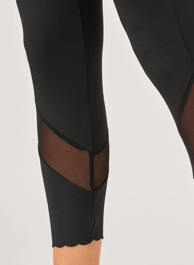 Styli Black Knitted Solid Leggings
