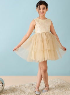 Stylo Bug Embellished Layered A-Line Dress by Styli  - Image 2