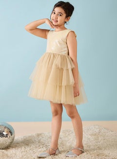 Stylo Bug Embellished Layered A-Line Dress by Styli  - Image 3