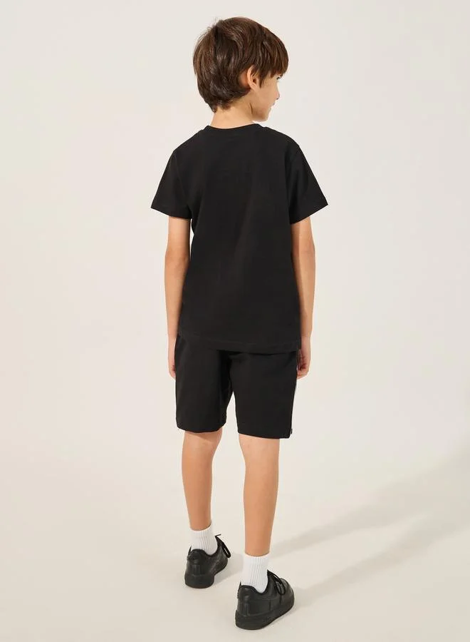 Styli Placement Print T-Shirt and Shorts Co-Ords