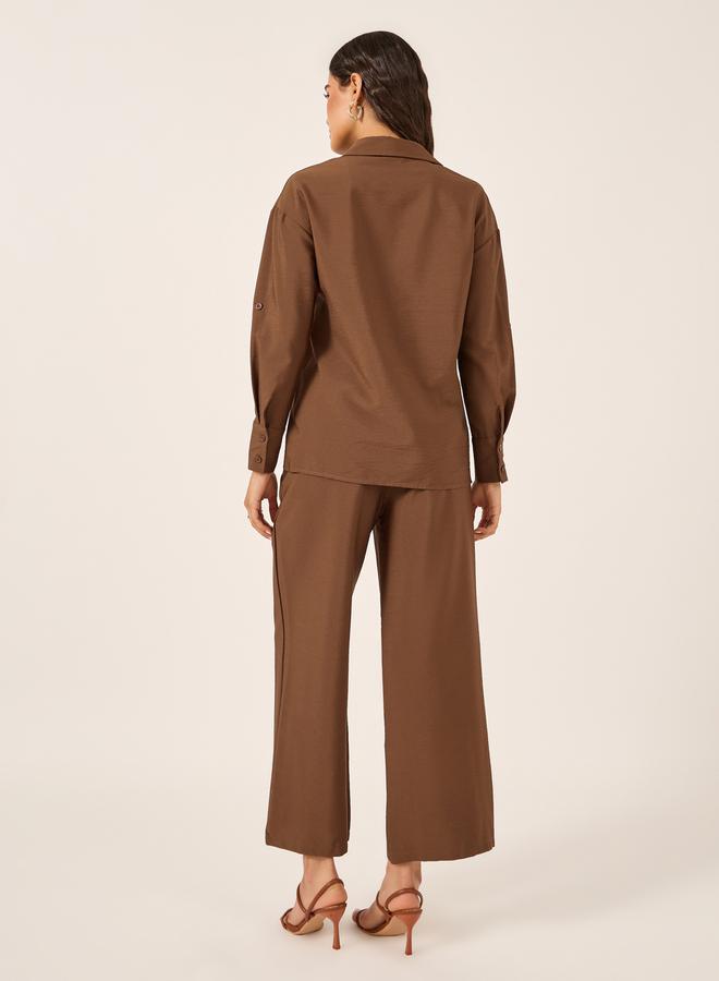 Styli Oversized Spread Collar Shirt and Wide Leg Pants Set - Image 4