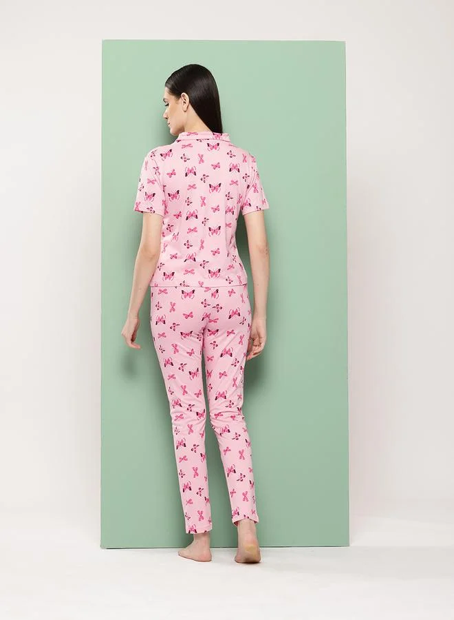 Leading Lady Leading Lady Butterfly Print Cotton Shirt and Pyjama Set