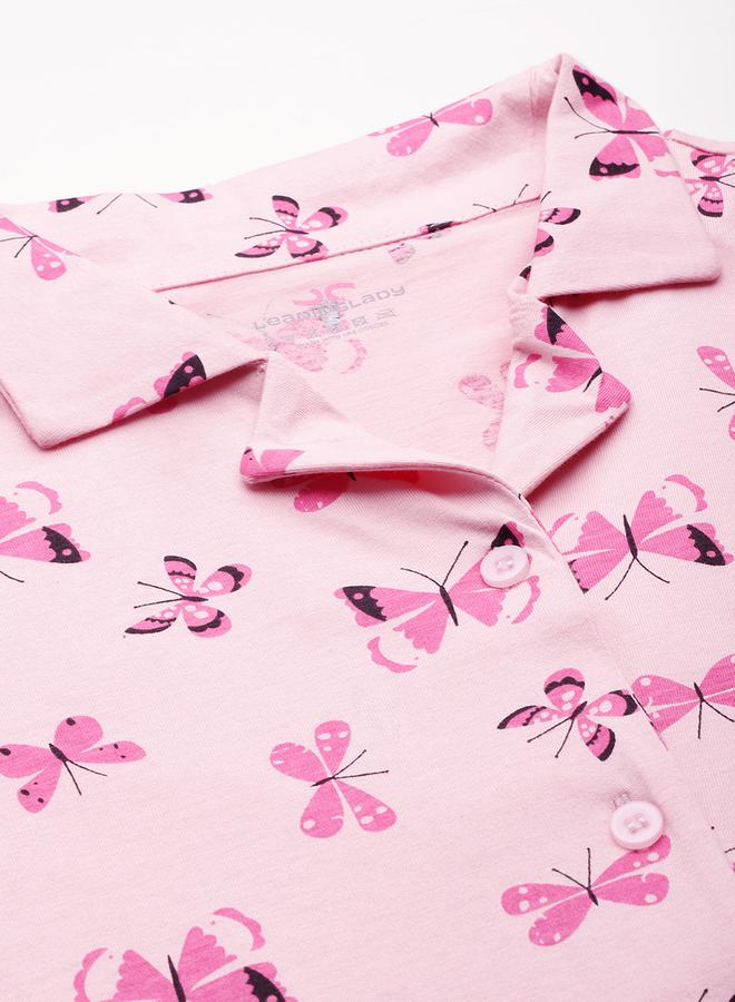 ليدينغ ليدي طقم بيجامة وقميص بطبعة فراشة من ستايلي - Image 2