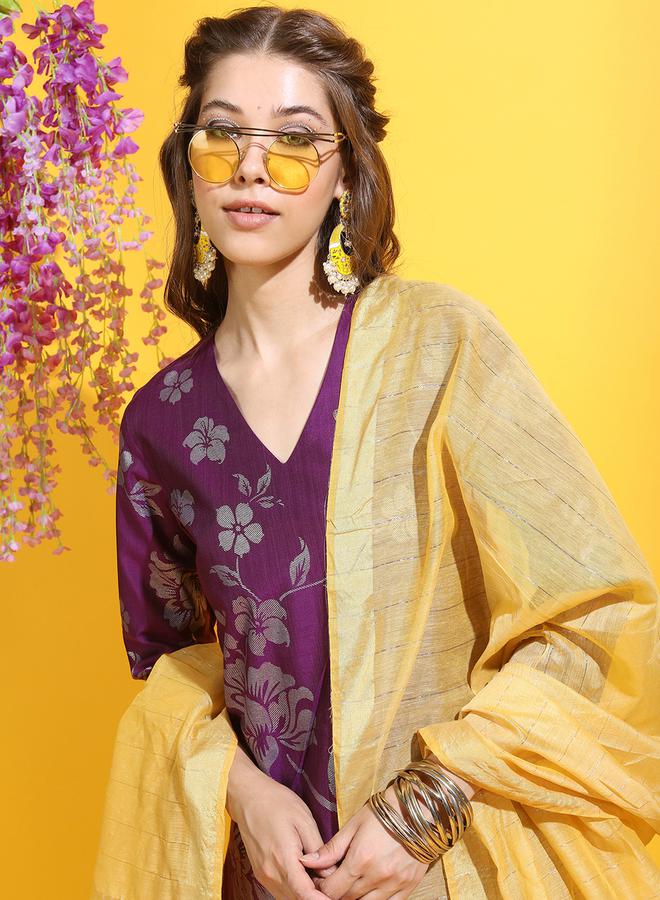 Vishudh Vishudh Women Floral Kurta with Trouser & Dupatta by Styli  - Image 2