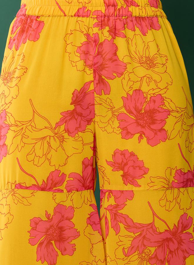 نو- ڤو بلوزة بياقة بيبلوم بطبعة زهور مع بنطلون شرارة من ستايلي - Image 5