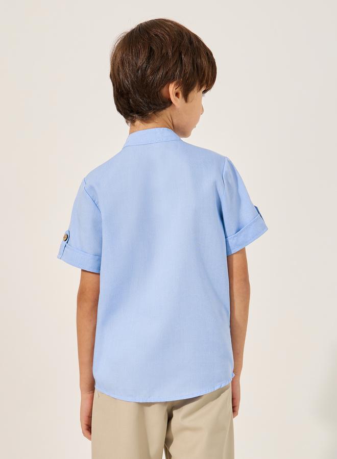 Styli Embroidered Detail Mandarin Collared Shirt  - Image 5