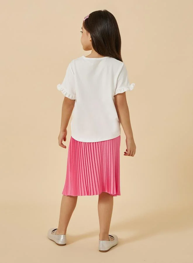 Styli Graphic Print T-Shirt and Skirt Set