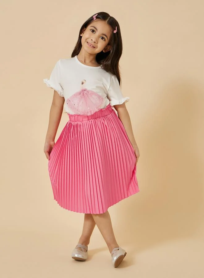 Styli Graphic Print T-Shirt and Skirt Set