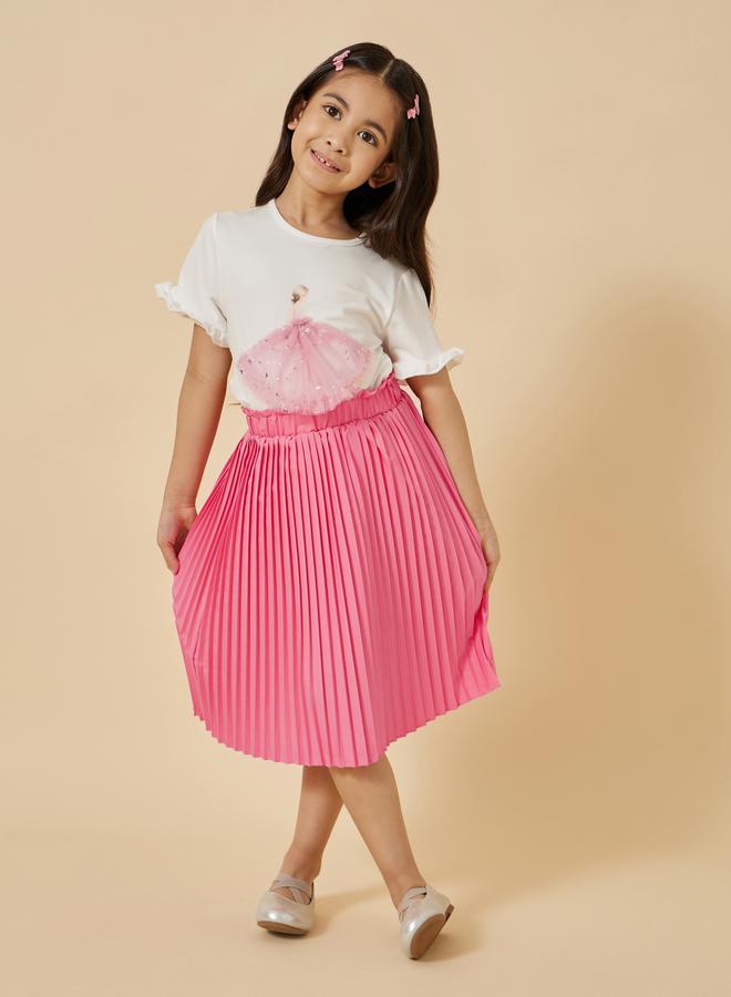 Graphic Print T-Shirt and Skirt Set