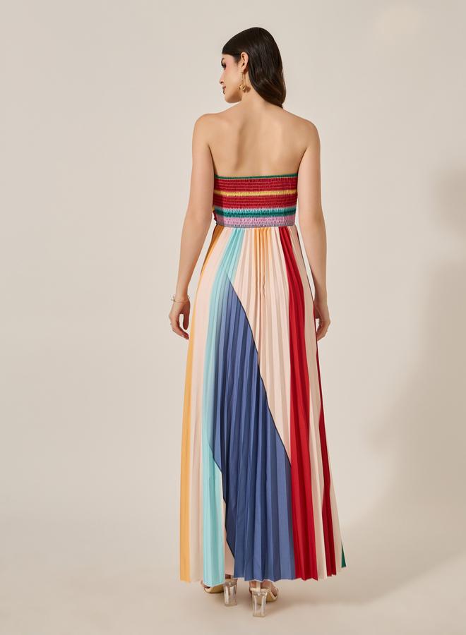 Styli Striped Pleated Dress  - Image 5