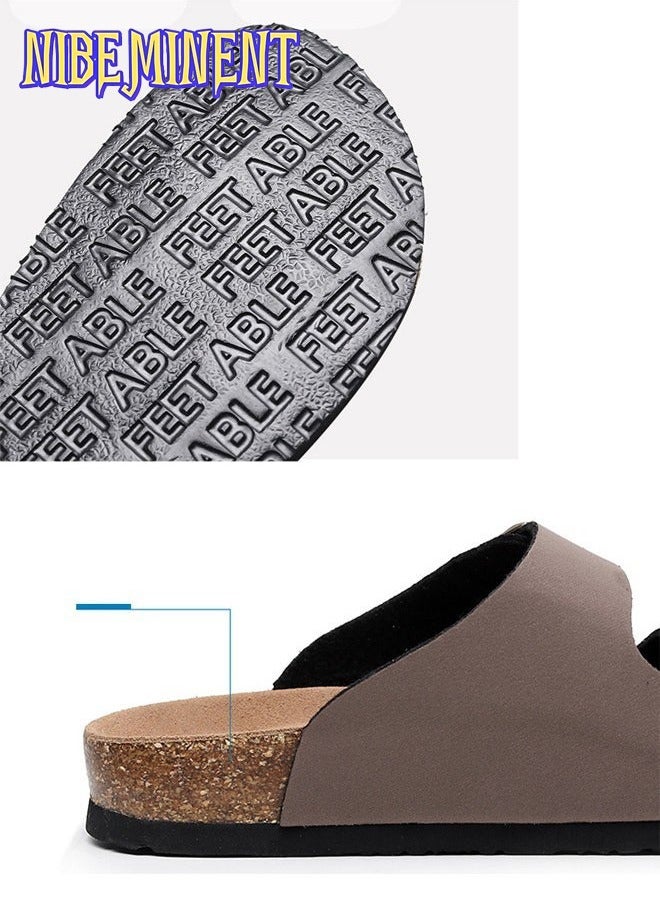 NIBEMINENT - Cork Slippers for Men and Women with Double Row Belt Buckle Sandals, Beach Shoes, Haken Shoes White - Image 1