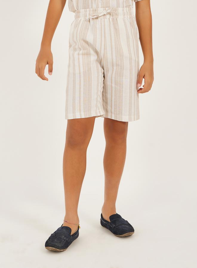 Styli Striped Textured Shirt and Shorts Set  - Image 5