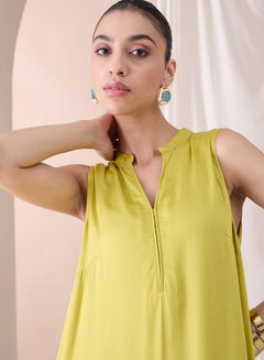 Femmella Sleeveless Mandarin Collar Long Kurta with Straight Pant by Styli  - Image 4