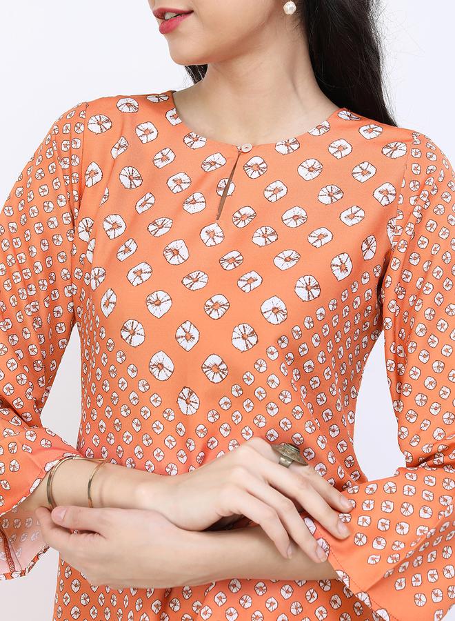 Vishudh Women Orange Printed Kurta and Trouser Set by Styli  - Image 4