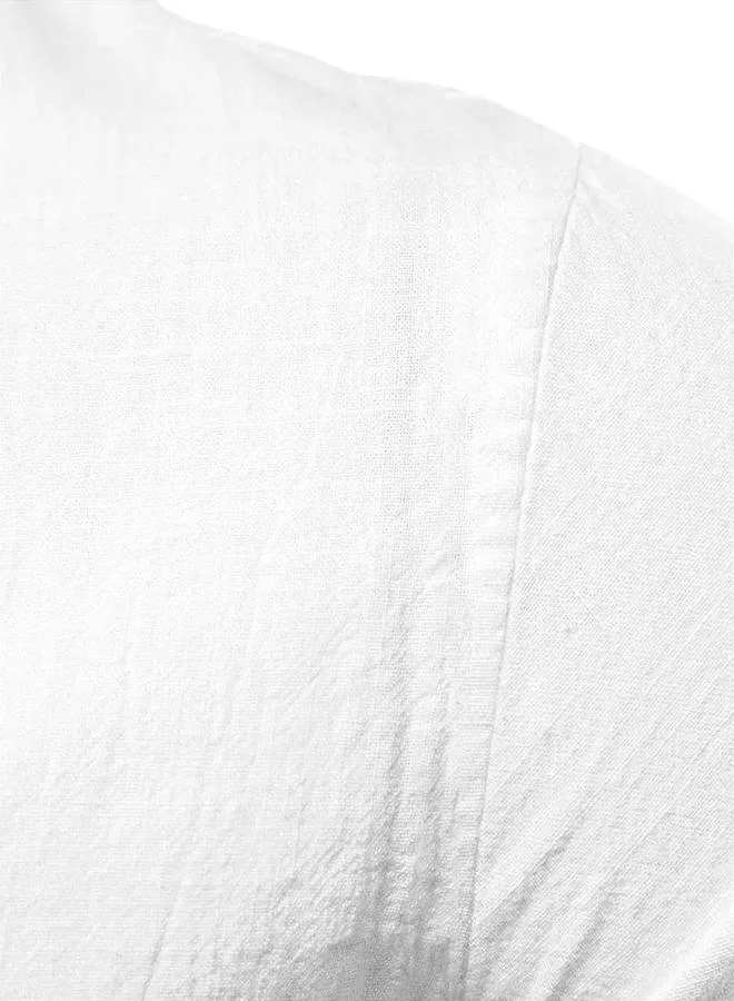 Styli Styli Embroidered Mandarin Collar Long Sleeve Shirt