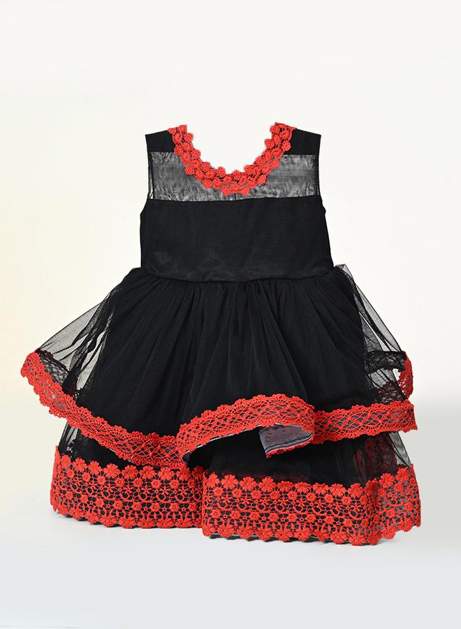BELLA MODA Embroidered Layered Mesh Insert Dress by Styli  - Image 4