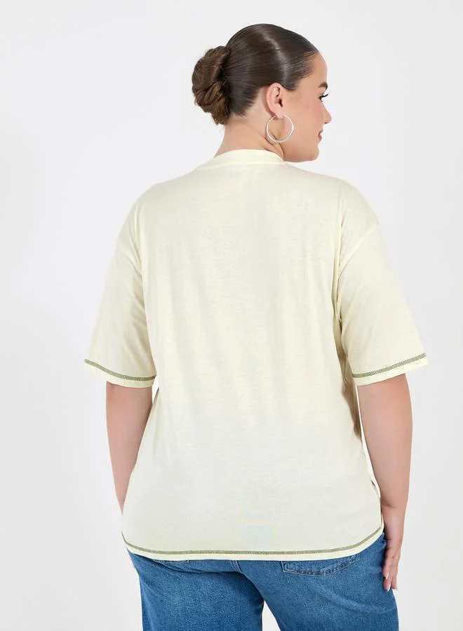 Styli Plus Size Embroidered Oversized T-Shirt