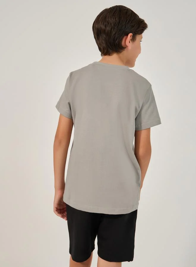Styli Graphic Print Round Neck T-Shirt