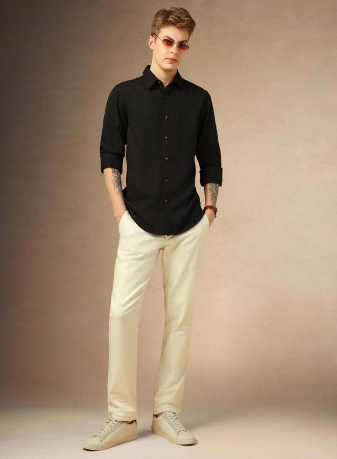 Dennis Lingo Button-Down Collar Plain Casual Shirt by Styli  - Image 2